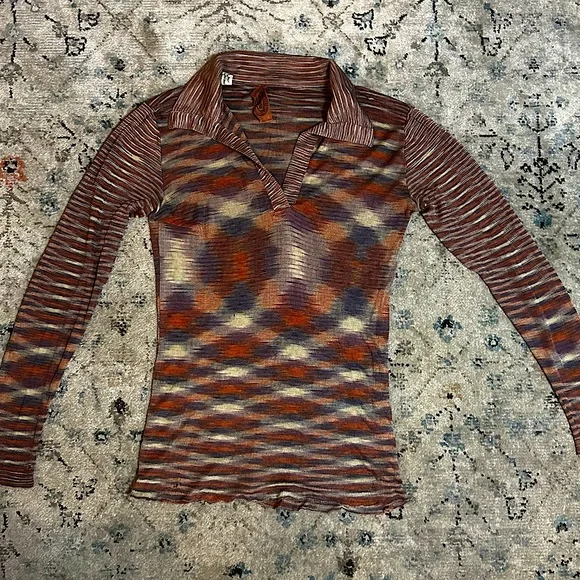 Missoni | Tops | 96s Missoni Knit Shirt Long Sleeve With Missoni | Tops | 96s Missoni Knit Shirt Long Sleeve With